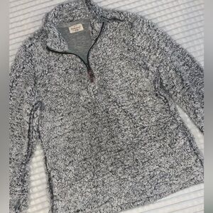 Weatherproof Fuzzy Light Grey Fleece Pullover Quarter Zip Womens S
